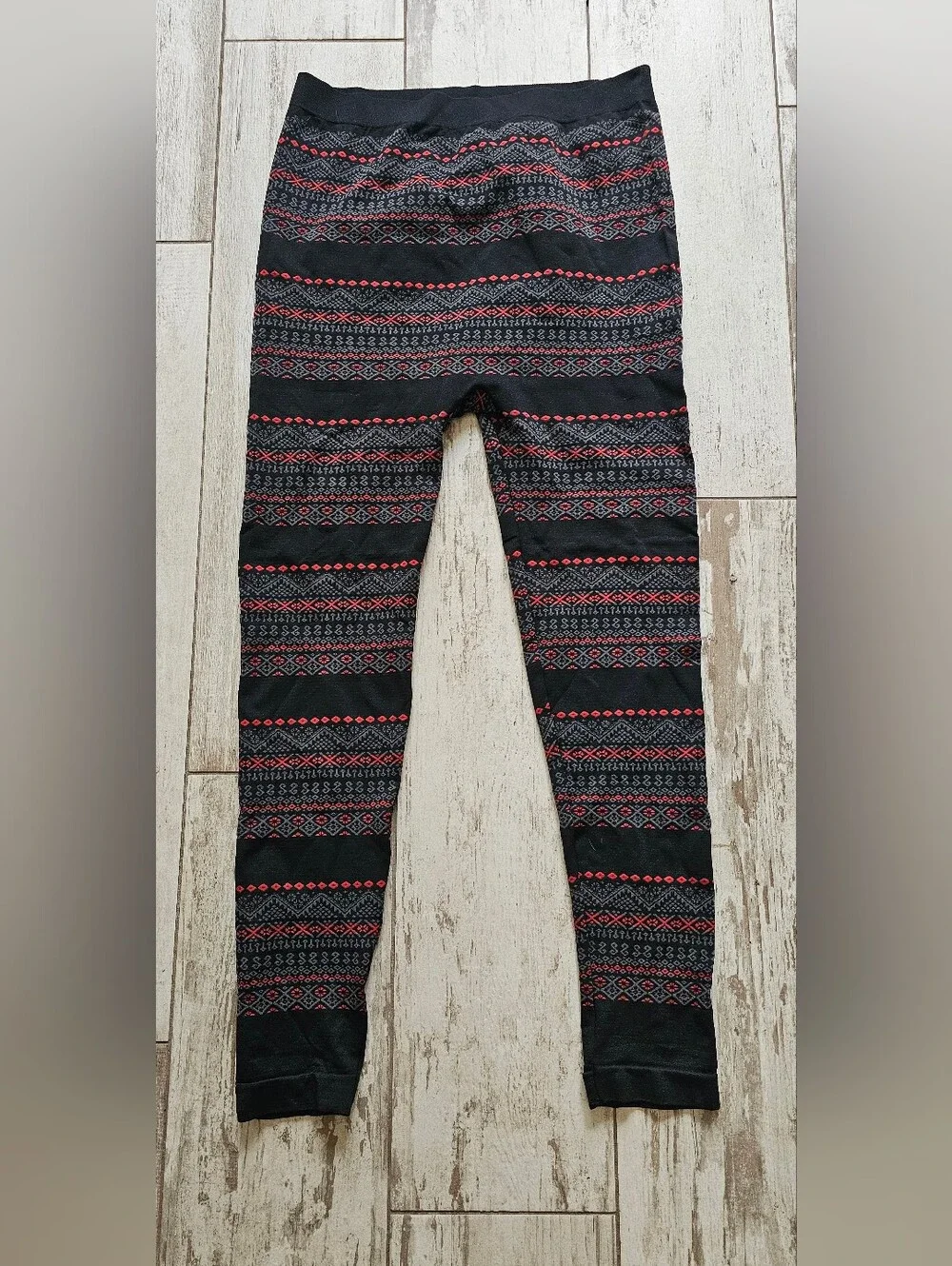 Lane Bryant Black & Red Patterned Leggings / Footless Tights E/F - 2X-3X